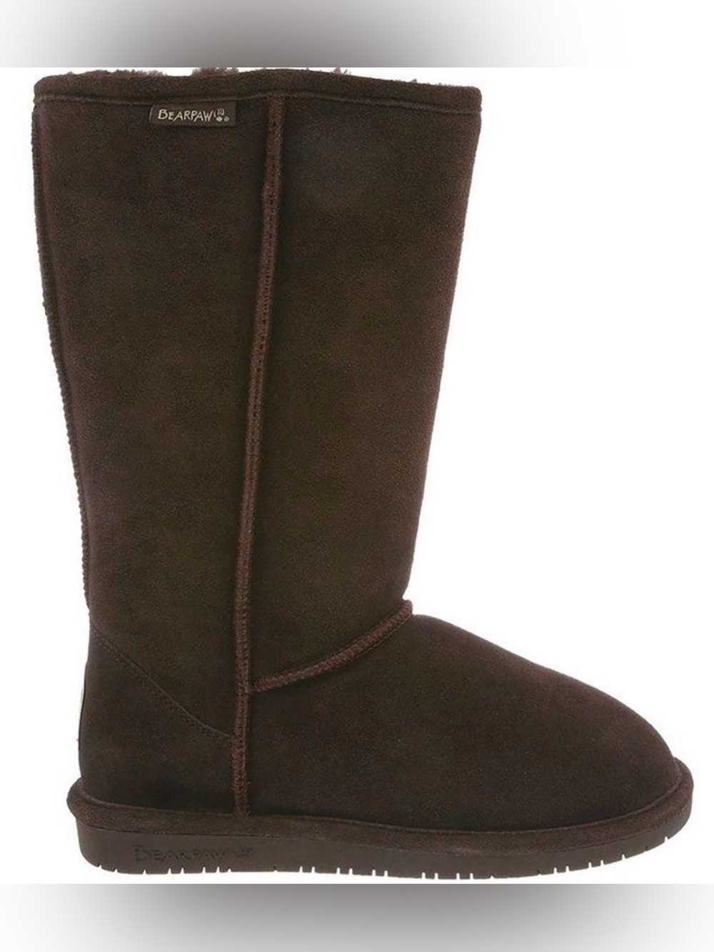 BEARPAW Eva Tall Brown Suede Sheepskin Boots Size 8